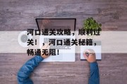 河口通关攻略，顺利过关！，河口通关秘籍，畅通无阻！