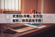 武圣OL攻略，全方位解析，助你战无不胜！