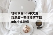 轻松享受nds中文游戏乐趣—教你如何下载nds中文游戏