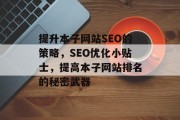 提升本子网站SEO的策略，SEO优化小贴士，提高本子网站排名的秘密武器