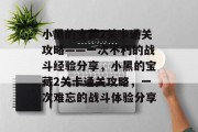 小黑的宝藏2关卡通关攻略——一次不朽的战斗经验分享，小黑的宝藏2关卡通关攻略，一次难忘的战斗体验分享
