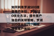 如何利用罗湖SEO提高用户体验，罗湖SEO优化方法，提升用户体验的关键策略，罗湖SEO优化技巧，如何提高用户体验