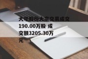 大华股份大宗交易成交190.00万股 成交额3205.30万元