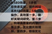 如何提升网站名片SEO效果?,提升网站名片SEO效果,5步教你快速实现,提升网站名片SEO效果,5步操作,高效第一步,做好关键词研究。第二步,构建高质量的内容。第三步,优化图片和视频。第四步,链接优化和社交媒体互动。第五步,持续更新策略。 如何提升网站名片SEO效果?,提升网站名片SEO效果,5步教你快速实现,提升网站名片SEO效果,5步操作,高效第一步,做好关键词研究。第二步,构建高质量的内容。第三步,优化图片和视频。第四步,链接优化和社交媒体互动。第五步,持续更新策略。
