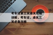 考车证第三关通关攻略详解,考车证,通关三关必备攻略