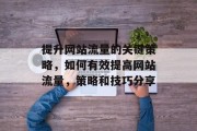 提升网站流量的关键策略，如何有效提高网站流量，策略和技巧分享