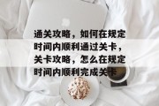 通关攻略，如何在规定时间内顺利通过关卡，关卡攻略，怎么在规定时间内顺利完成关卡
