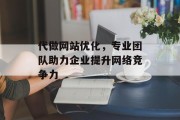 代做网站优化，专业团队助力企业提升网络竞争力