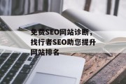 免费SEO网站诊断，找行者SEO助您提升网站排名