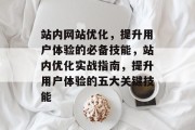 站内网站优化，提升用户体验的必备技能，站内优化实战指南，提升用户体验的五大关键技能