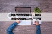 揭秘耍流量网站，网络流量背后的灰色产业链