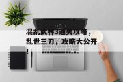 混乱武林3通关攻略,乱世三刀,攻略大公开!