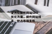 全方位解析网站SEO优化方案，提升网站排名，抢占市场先机