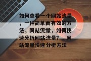 如何查看一个网站流量，一种简单而有效的方法，网站流量，如何快速分析网站流量？，网站流量快速分析方法