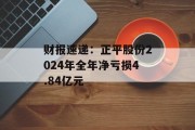 财报速递：正平股份2024年全年净亏损4.84亿元