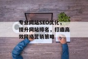 专业网站SEO优化，提升网站排名，打造高效网络营销策略