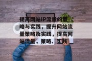 提高网站IP流量的策略与实践，提升网站流量策略及实践，提高网站流量，策略、实践