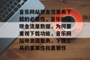 音乐网站现金流量表下载的必要性，音乐网站现金流量数据，为何要重视下载功能，音乐网站现金流量表，下载工具的重要性和重要性