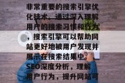 SEO分析网站是一种非常重要的搜索引擎优化技术。通过深入理解用户的搜索习惯和行为，搜索引擎可以帮助网站更好地被用户发现并展示在搜索结果中。，SEO深度分析，理解用户行为，提升网站可见性