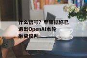 什么信号？苹果据称已退出OpenAI本轮融资谈判