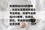 构建网站SEO的策略,从优化关键词到建立专业网站,构建专业网站SEO策略,关键词优化、专业网站搭建与运营步骤