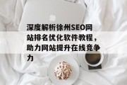 深度解析徐州SEO网站排名优化软件教程，助力网站提升在线竞争力