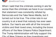 特朗普就新奥尔良事件发声 将其与非法移民罪犯联系在一起
