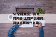 ST宁科两度“拖更”问询函 上交所灵魂拷问背后藏着什么雷？