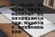网站日历小插件，如何优化效率，管理任务，网站日历小插件，优化效率与管理任务的小技巧分享，网站日历小插件，高效管理时间的秘密武器！