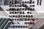 插件网站ae的流行和普及已经引起了广泛关注。其中，自推出以来就以其功能丰富、价格实惠、操作简便等特点深受用户喜爱。那么，AE网站插件有哪些类型？今天我们就来一起了解一下。，插件网站AE都有哪些类型？，插件网站AE分类有哪些