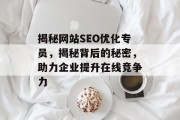 揭秘网站SEO优化专员，揭秘背后的秘密，助力企业提升在线竞争力