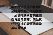 网站优化快排的重要性及应用策略，网站优化，从快排到永存的重要性与应用策略，网站优化，快排的关键因素及其应用策略