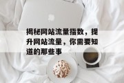 揭秘网站流量指数,提升网站流量,你需要知道的那些事 揭秘网站流量指数,提升网站流量,你需要知道的那些事