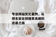 专业网站优化案例，从排名低谷到搜索高峰的逆袭之路