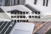 网站流量素材，打造高效内容策略，提升网站访客量的秘诀