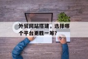 外贸网站搭建，选择哪个平台更胜一筹？