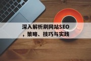 深入解析刷网站SEO，策略、技巧与实践
