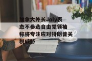 加拿大外长Joly表态不参选自由党领袖 称将专注应对特朗普关税威胁