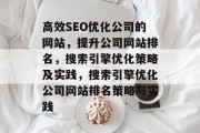 高效SEO优化公司的网站，提升公司网站排名，搜索引擎优化策略及实践，搜索引擎优化公司网站排名策略与实践