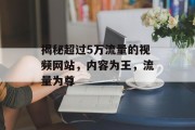 揭秘超过5万流量的视频网站，内容为王，流量为尊
