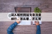 深入解析网站文章流量排行，怎么看，怎么用