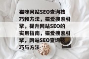 猫咪网站SEO查询技巧和方法，猫爱搜索引擎，提升网站SEO的实用指南，猫爱搜索引擎，网站SEO查询技巧与方法