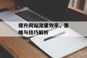 提升网站流量效率,策略与技巧解析 提升网站流量效率,策略与技巧解析