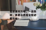 追杀通关攻略，一击致命，勇者斗恶龙全程必看攻略！