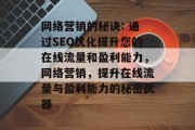 网络营销的秘诀: 通过SEO优化提升您的在线流量和盈利能力，网络营销，提升在线流量与盈利能力的秘密武器