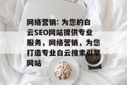 网络营销: 为您的白云SEO网站提供专业服务,网络营销,为您打造专业白云搜索引擎网站 网络营销: 为您的白云SEO网站提供专业服务,网络营销,为您打造专业白云搜索引擎网站
