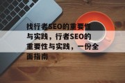 找行者SEO的重要性与实践，行者SEO的重要性与实践，一份全面指南