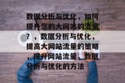 数据分析与优化，如何提升您的大网站的流量？，数据分析与优化，提高大网站流量的策略，提升网站流量，数据分析与优化的方法