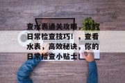 查水表通关攻略，你的日常检查技巧！，查看水表，高效秘诀，你的日常检查小贴士！