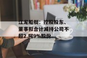 江龙船艇：控股股东、董事拟合计减持公司不超2.阿9%股份